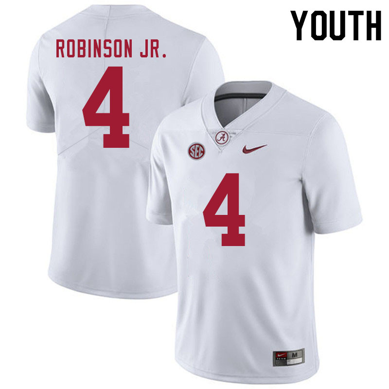Alabama Crimson Tide Youth Brian Robinson Jr. #4 White NCAA Nike Authentic Stitched 2020 College Football Jersey KP16E13DH